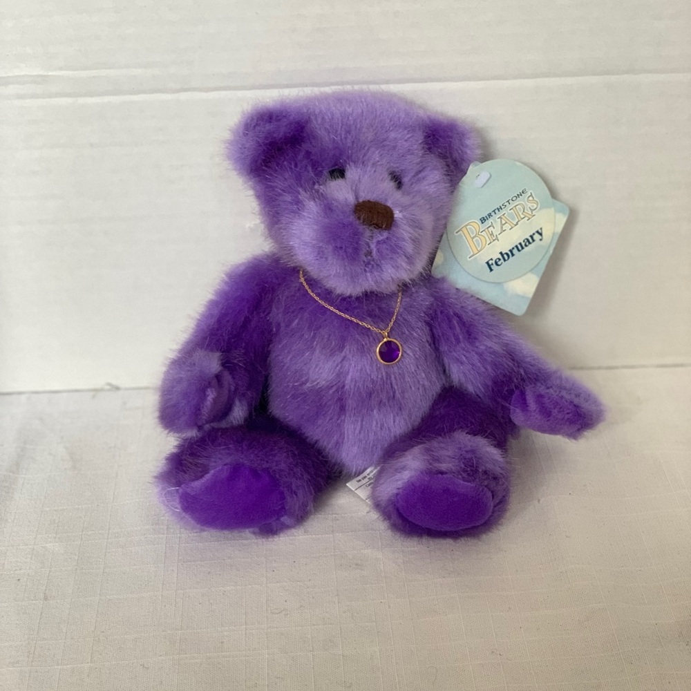 APPLAUSE |
Birthstone Bear Collection. Purple Teddy with Hang Tag and necklace